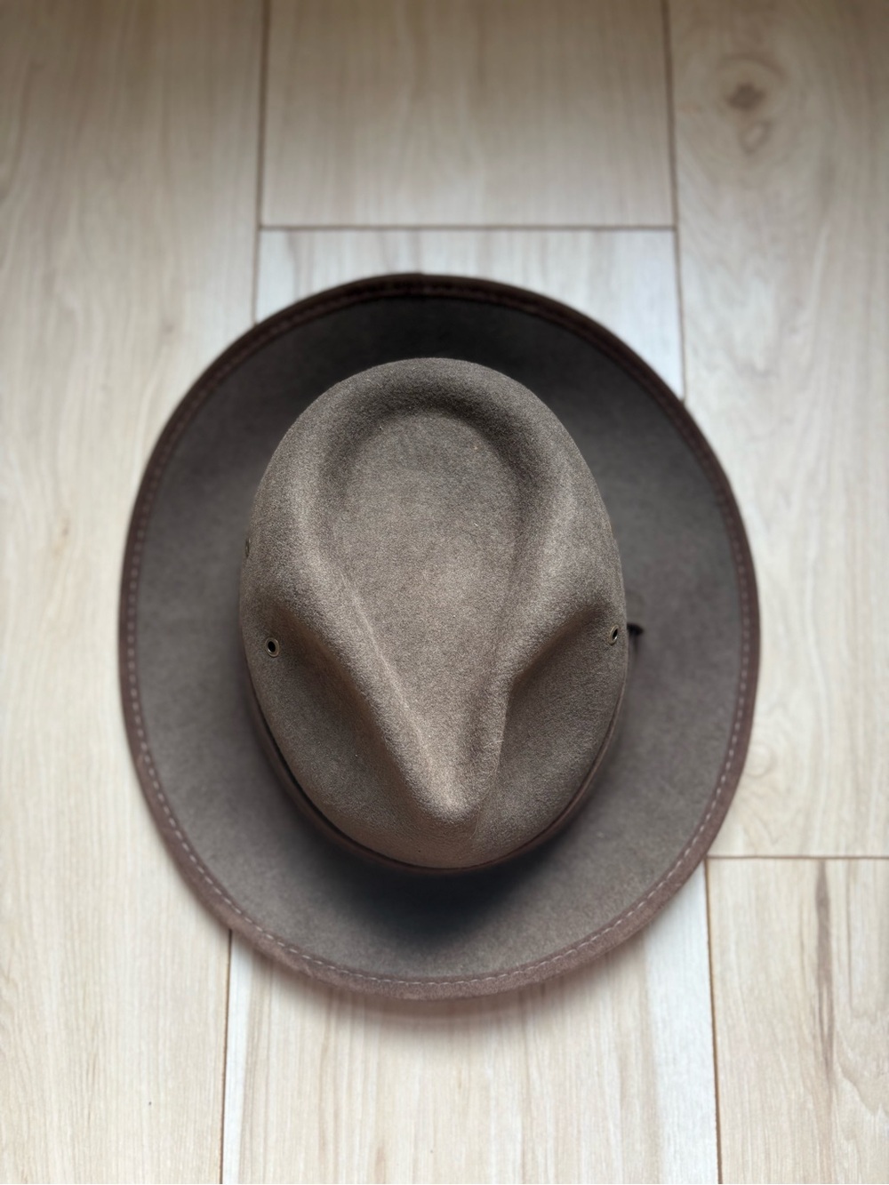 Brown 100% Wool Outback Fedora Hat Men’s Medium Western Ranch Cowboy Safari